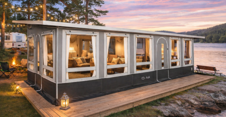 Förtält 12 Eurotents Ask 7+ vid camping vid vattnet